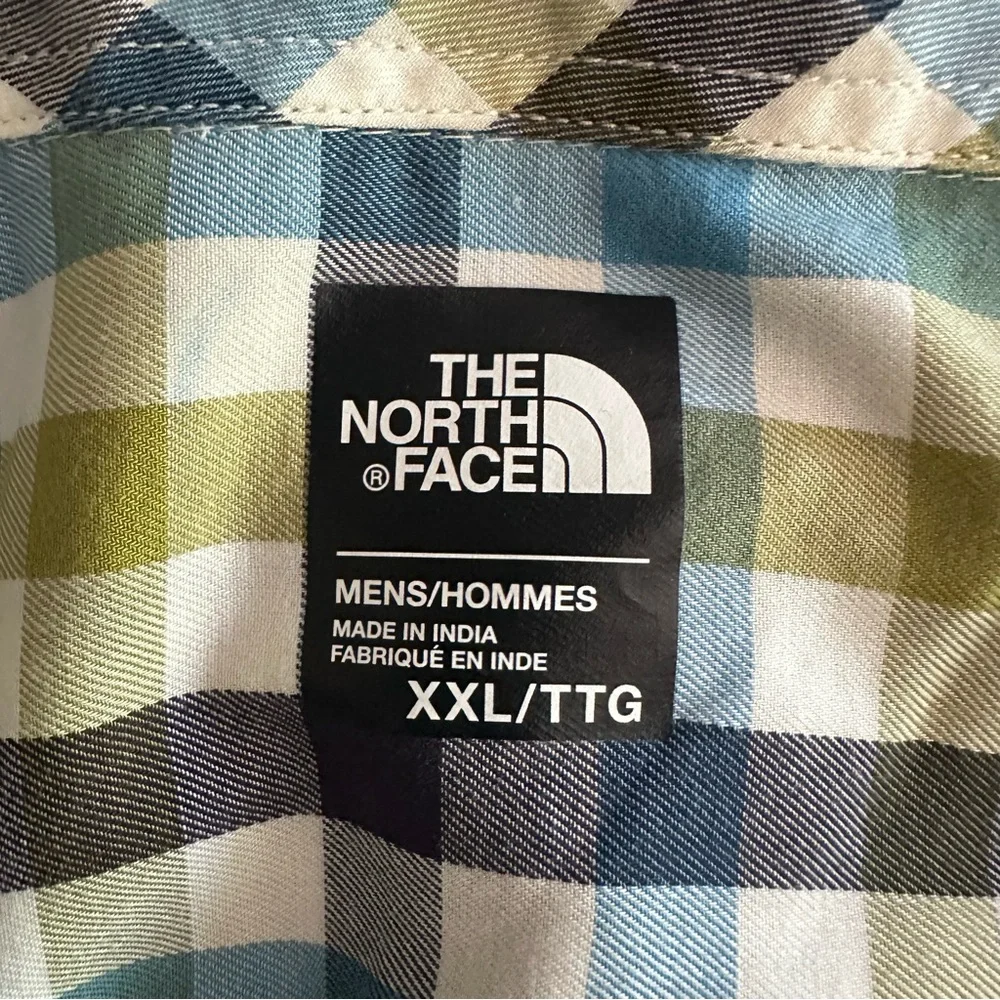 The North Face Shirt Men‎ Large XXL Blue White Green Checkered Button Up